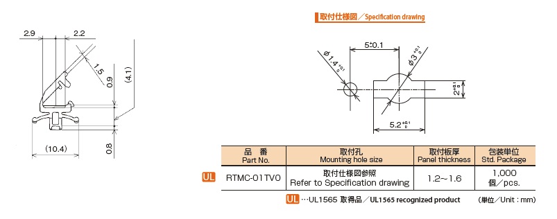 テンションミニクランプ RTMC-01T特性